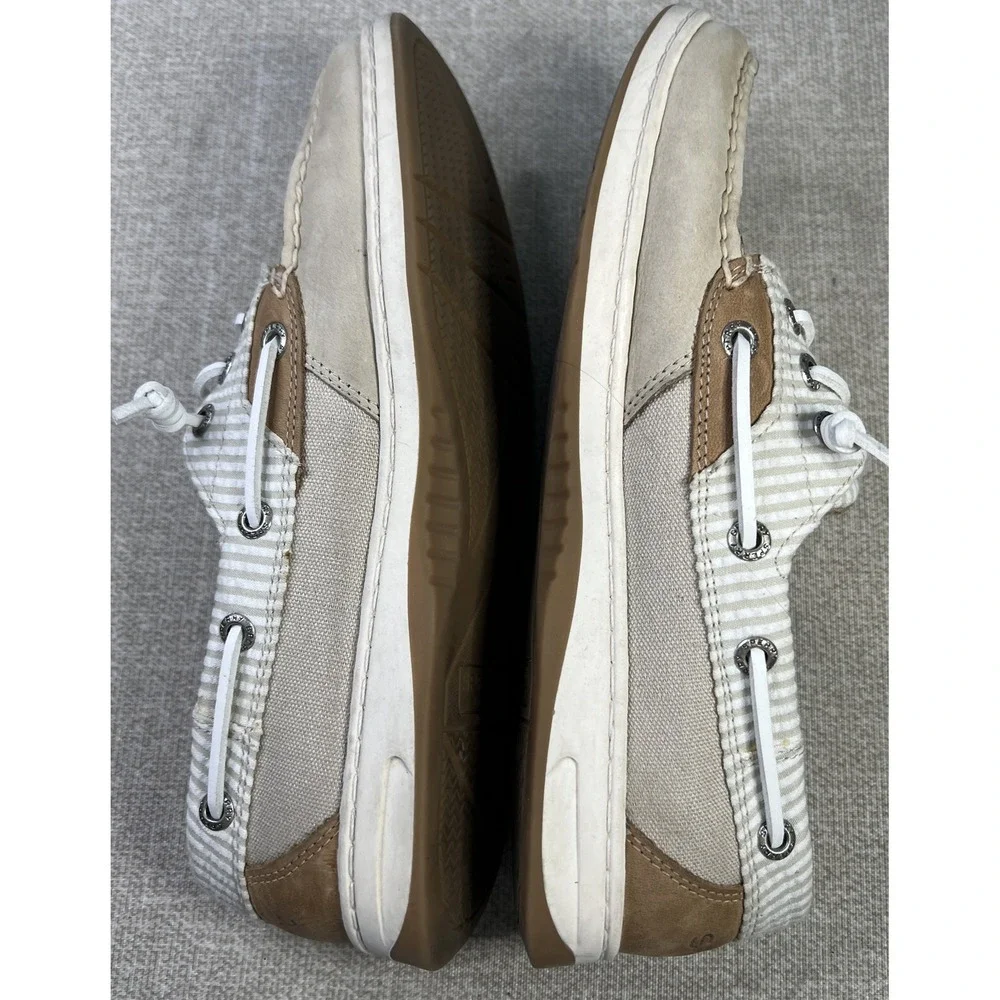 Sperry Womens  Size 7.5 Angelfish Boat Shoes Top Sider Seersucker Memory Foam